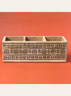 Wood Carved Cutlery Holder Black