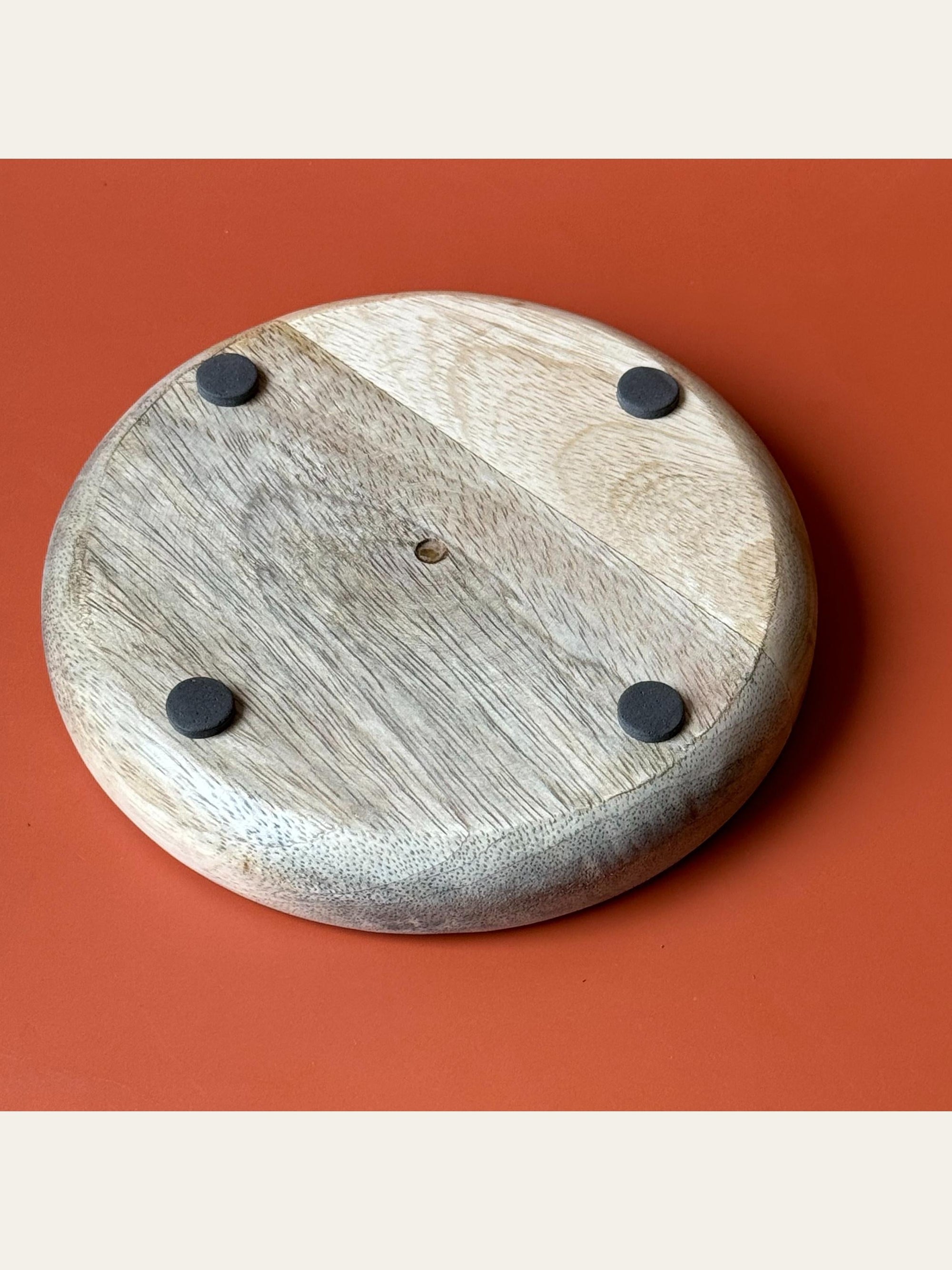 Wood Carved Small Tray Set of 2 Black