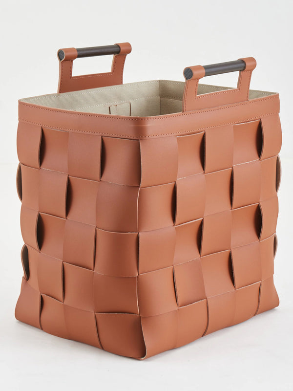 Woven Leather Basket
