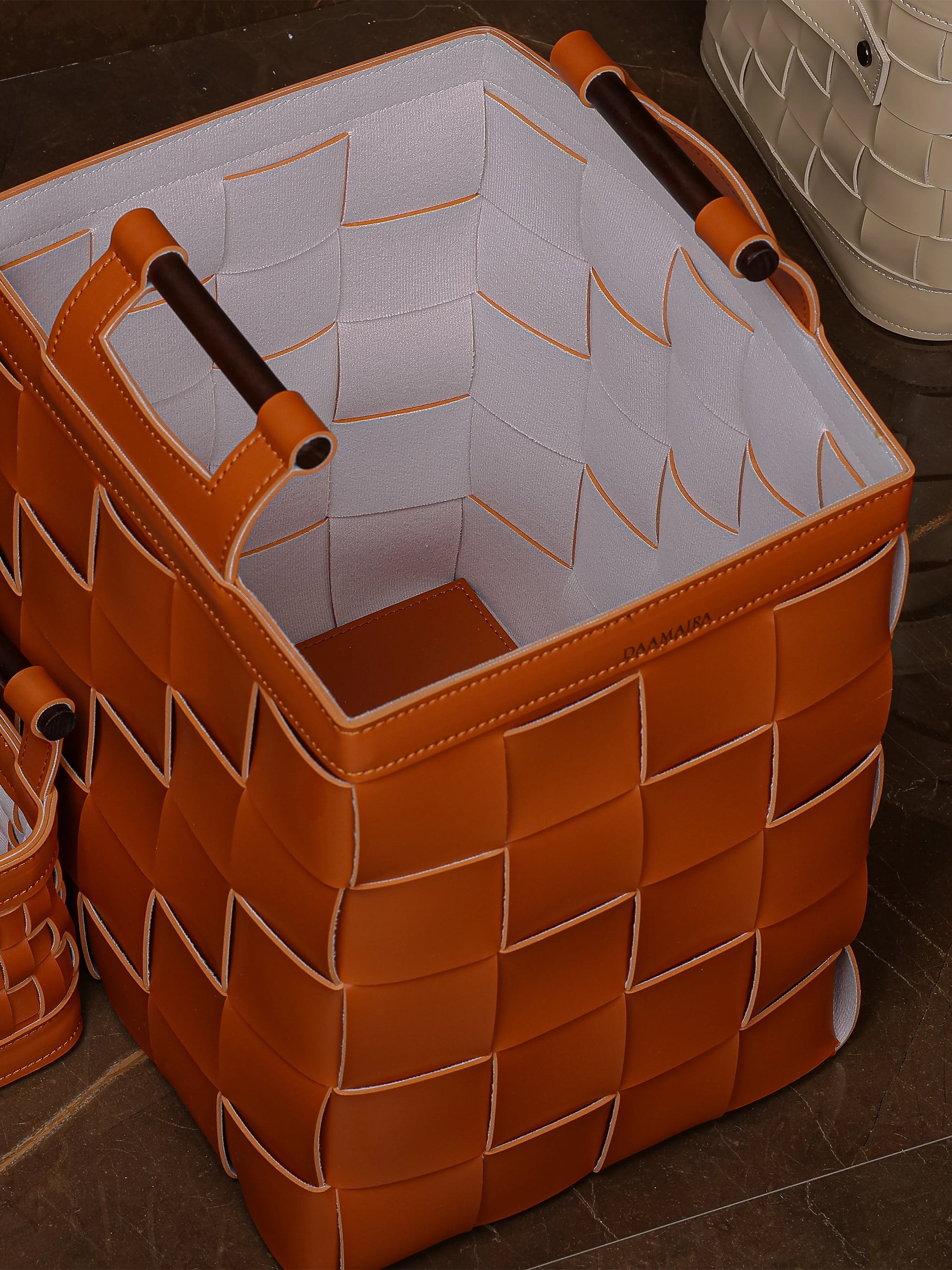 Woven Leather Basket