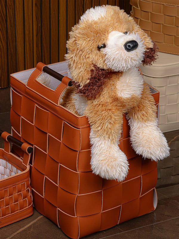 Woven Leather Basket