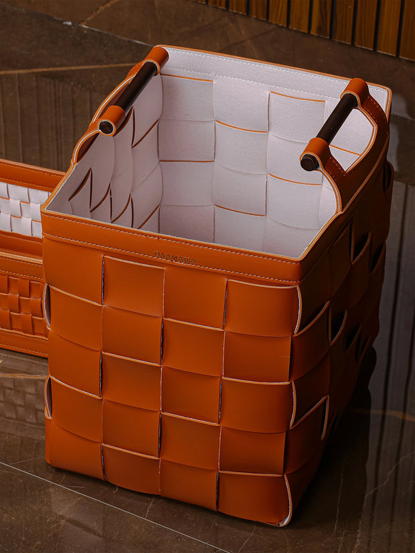 Woven Leather Basket