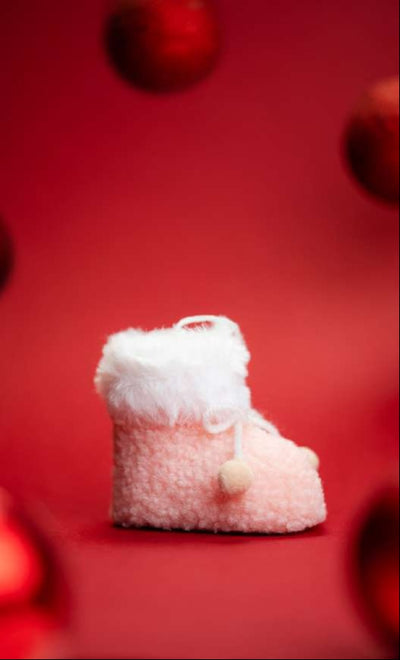 Pink Furry Christmas Boot Hanging Ornament_CC12