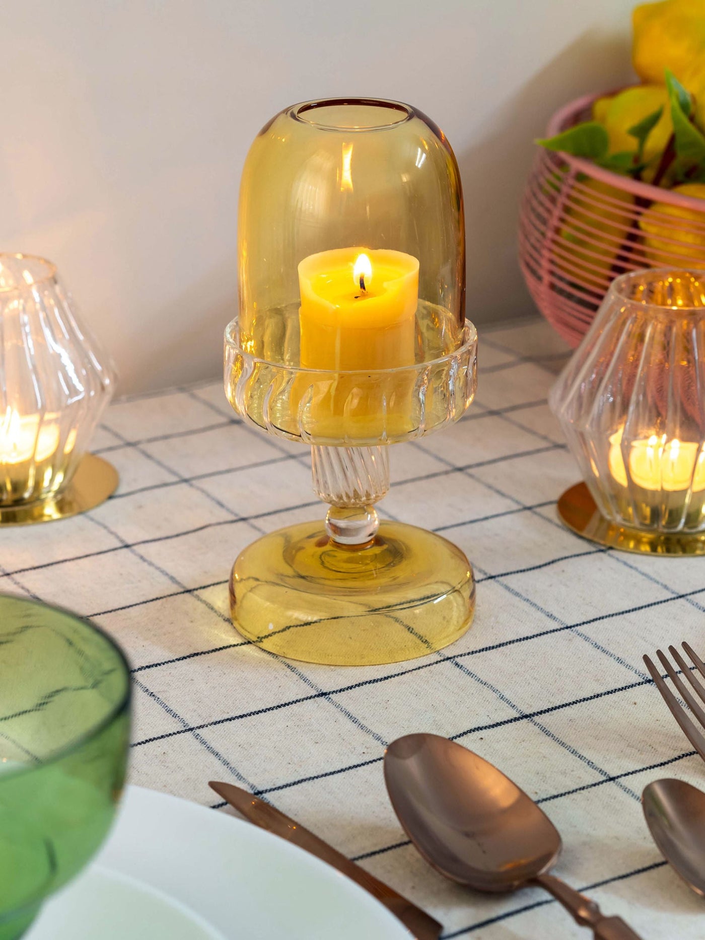 Yellow Fairy Lamp Candle Holder