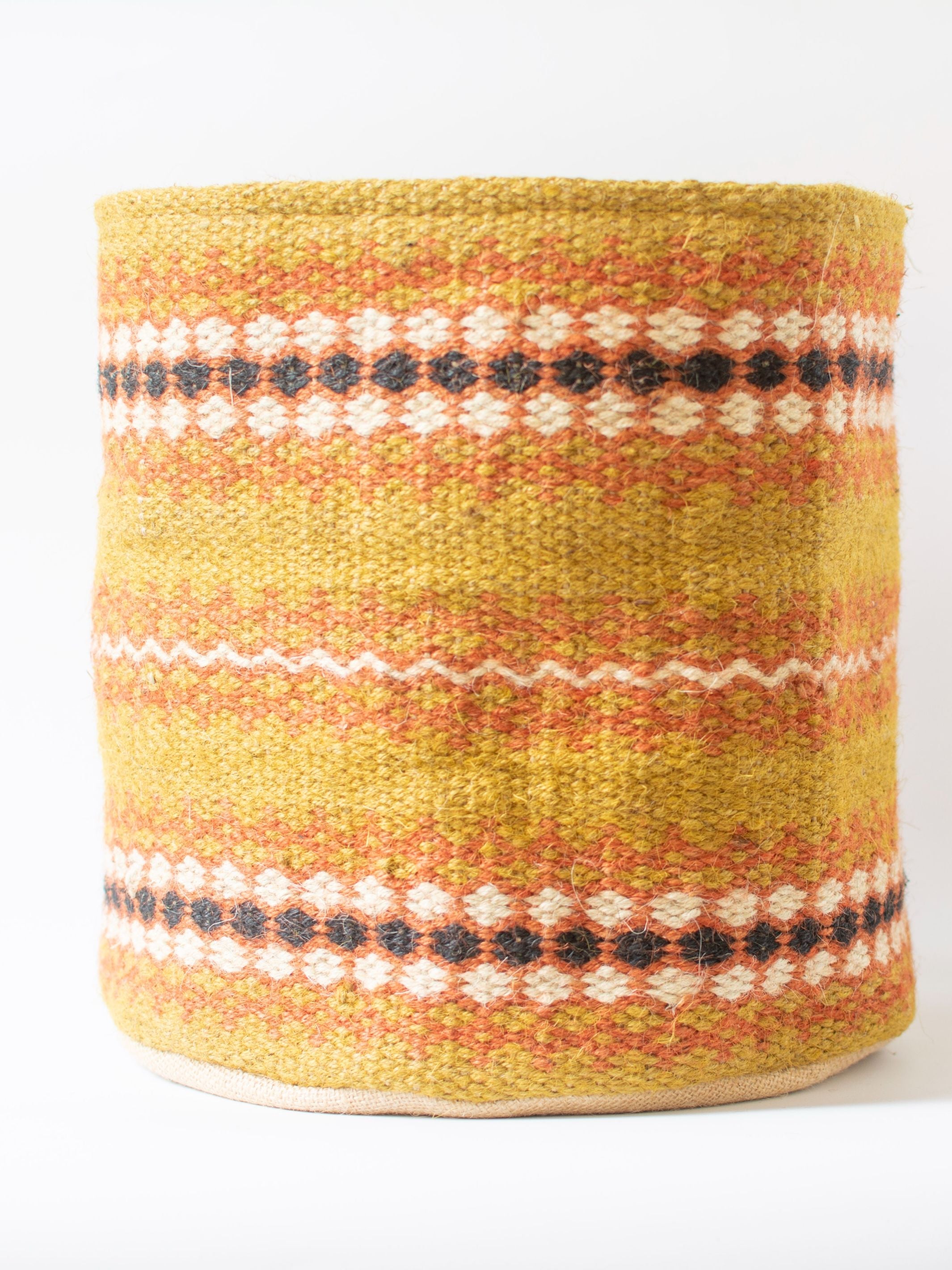 Yellow Ochre Jute Handwoven Basket Large