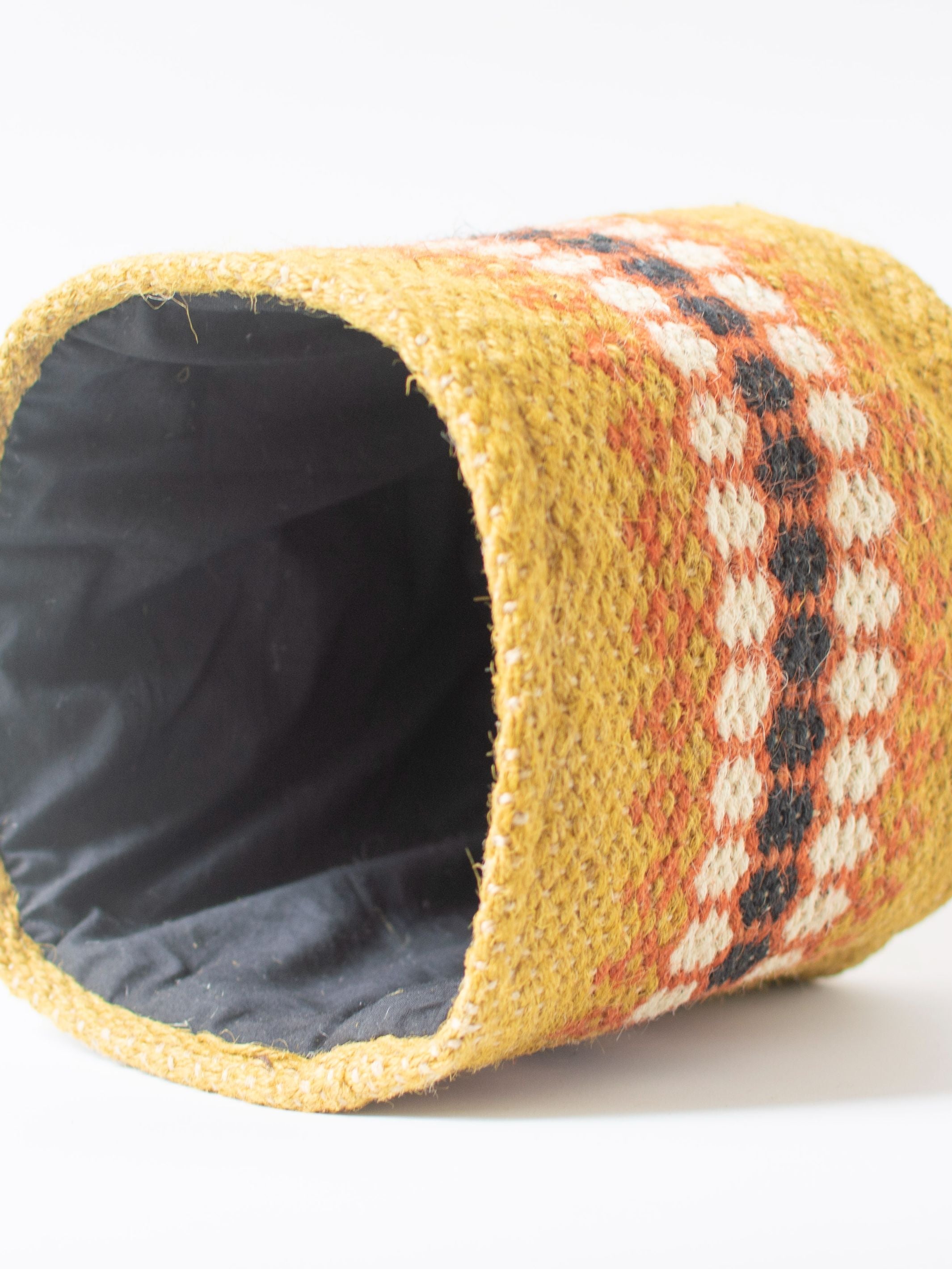 Yellow Ochre Jute Handwoven Basket Large