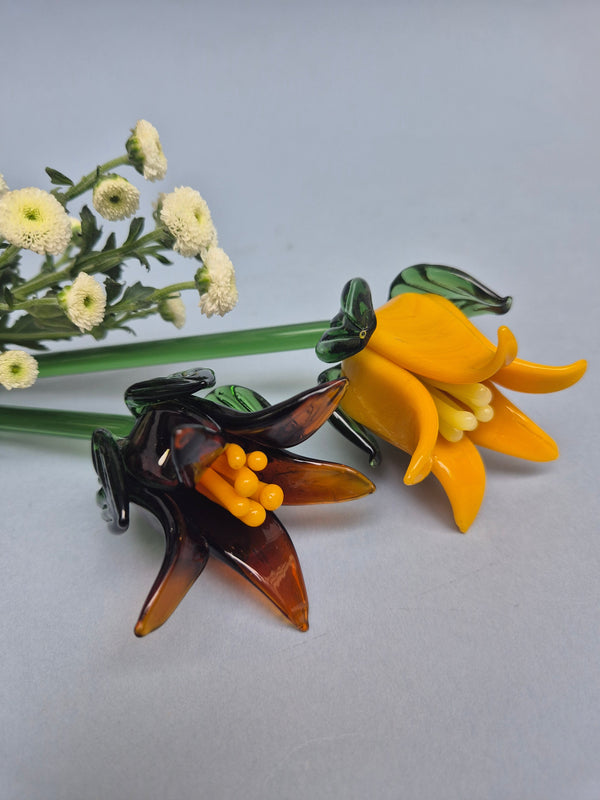 Tinsel Lily Glass Flower Stem - Yellow
