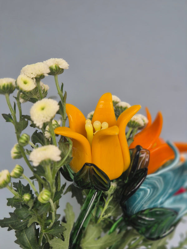 Tinsel Lily Glass Flower Stem - Yellow