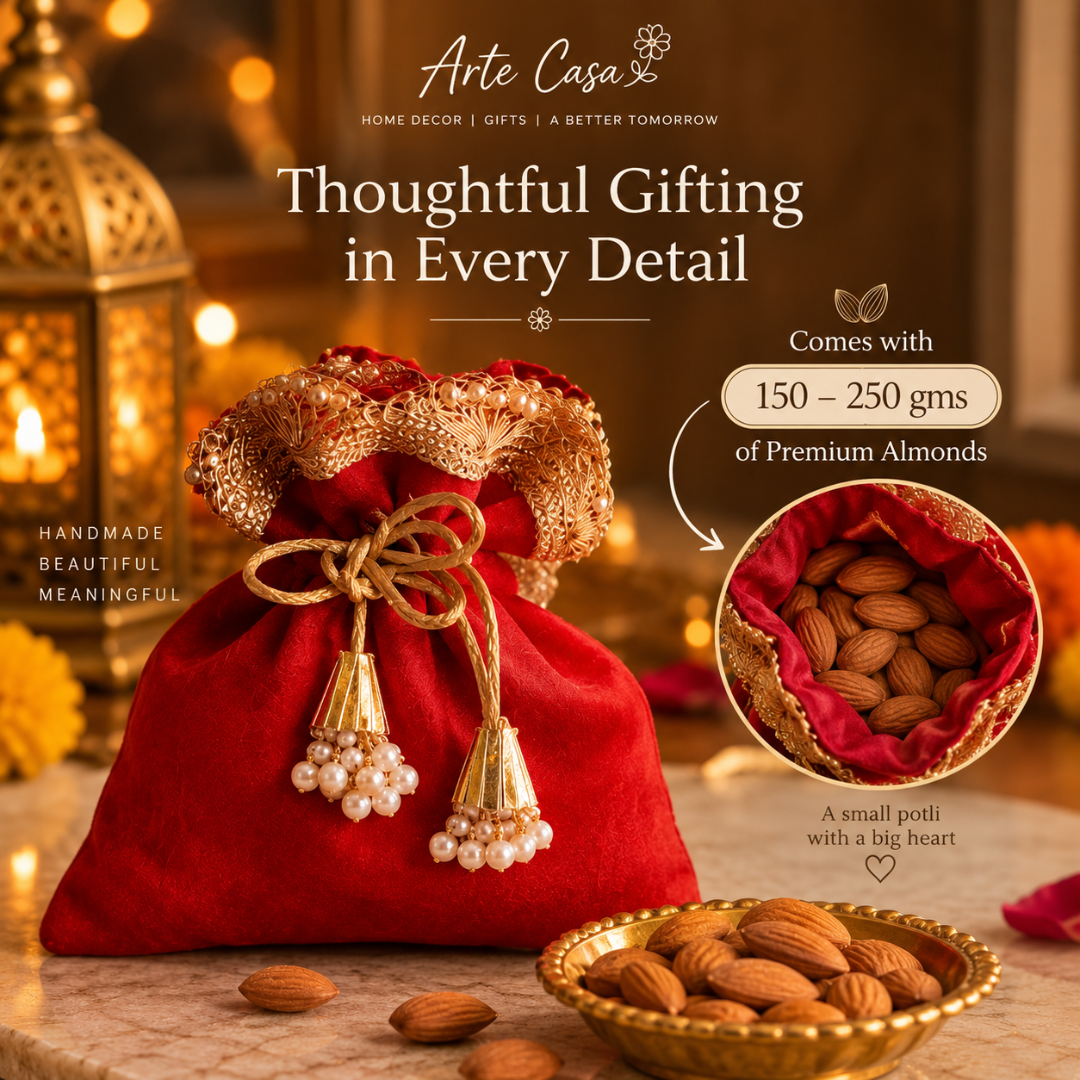Ruby Utsav Red Festive Gift Basket – Diwali Gift Hamper with Urli Soy Wax Candle - https://artecasa.in/