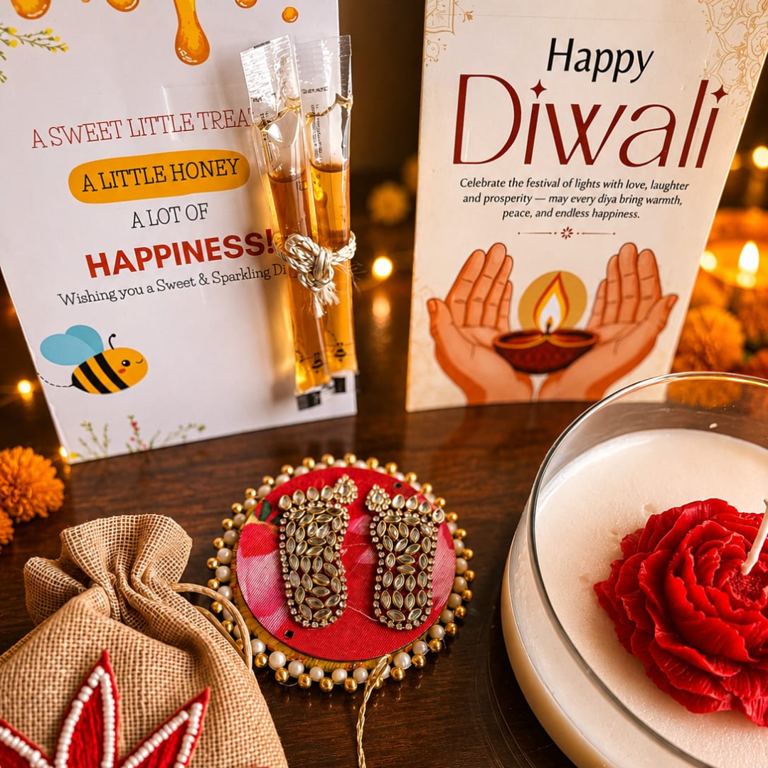 Crimson Rose Diwali Candle Gift Hamper – Elegant Festive Gift - https://artecasa.in/
