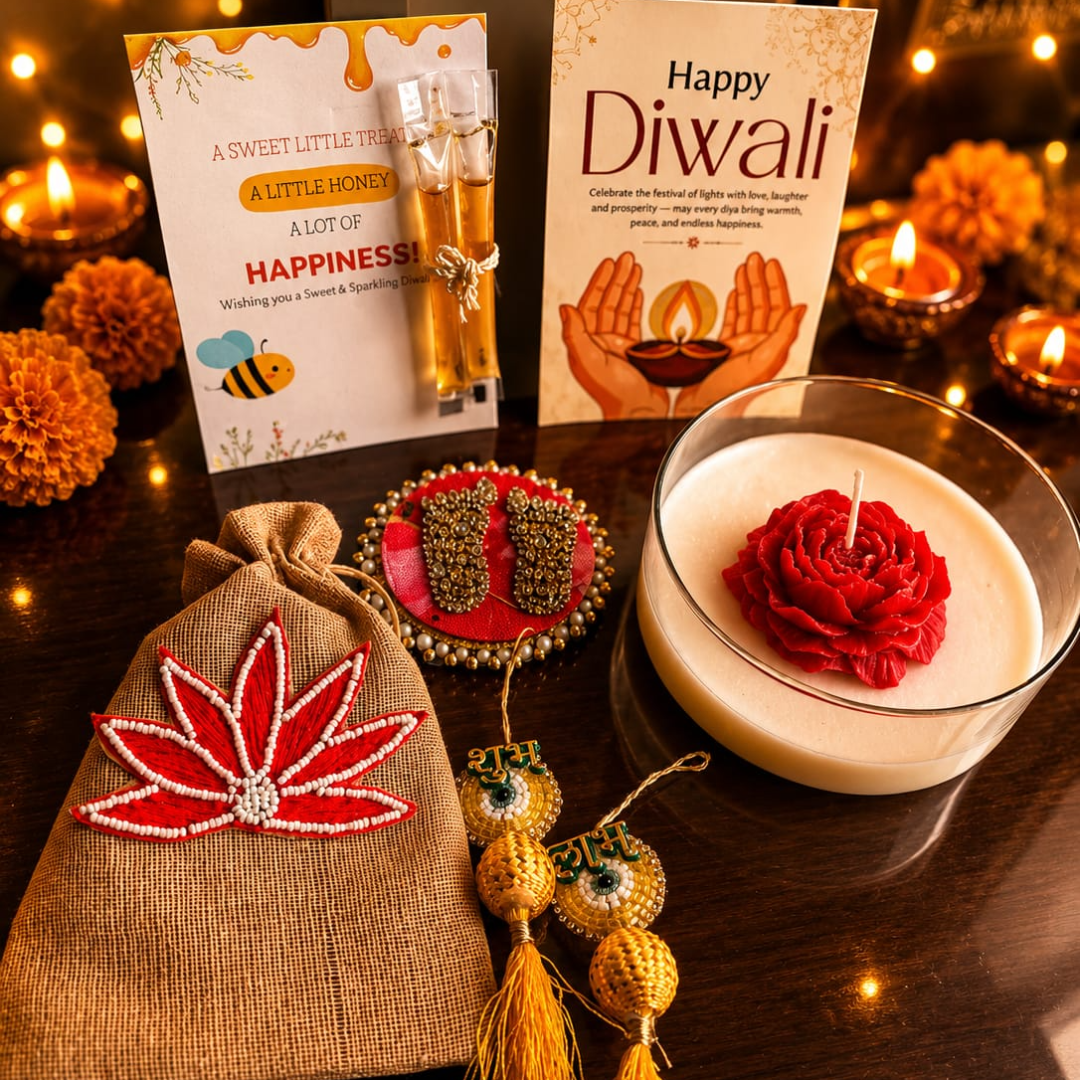 Crimson Rose Diwali Candle Gift Hamper – Elegant Festive Gift - https://artecasa.in/