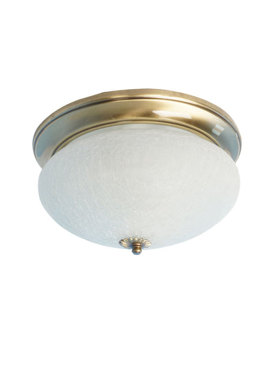 Zenith Crackle Glass 10 Inches Flush Mount Brass Ceiling Lamp