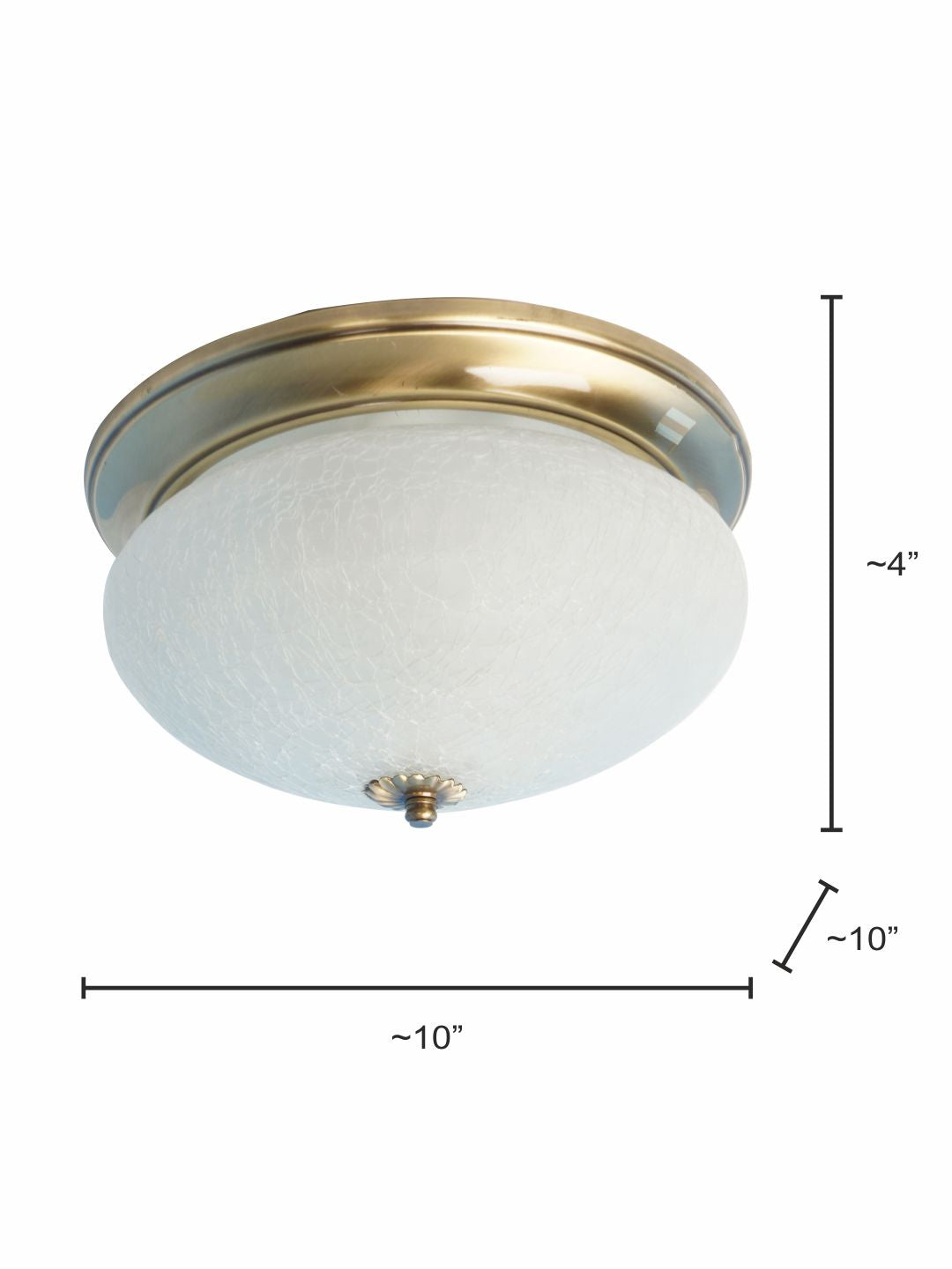 Zenith Crackle Glass 10 Inches Flush Mount Brass Ceiling Lamp