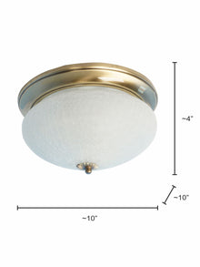 Zenith Crackle Glass 10 Inches Flush Mount Brass Ceiling Lamp