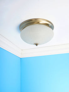 Zenith Crackle Glass 10 Inches Flush Mount Brass Ceiling Lamp