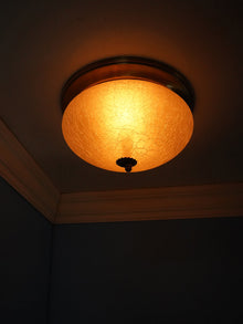 Zenith Crackle Glass 10 Inches Flush Mount Brass Ceiling Lamp