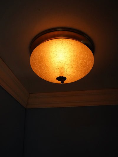 Zenith Crackle Glass 10 Inches Flush Mount Brass Ceiling Lamp