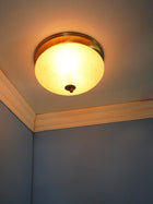 Zenith Crackle Glass 10 Inches Flush Mount Brass Ceiling Lamp