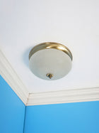 Zenith Crackle Glass 10 Inches Flush Mount Brass Ceiling Lamp
