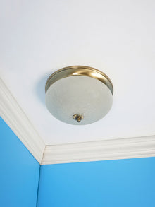 Zenith Crackle Glass 10 Inches Flush Mount Brass Ceiling Lamp