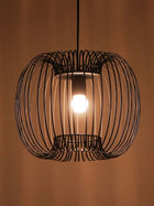 Zura Bubble Pressed Black Hanging Lamp