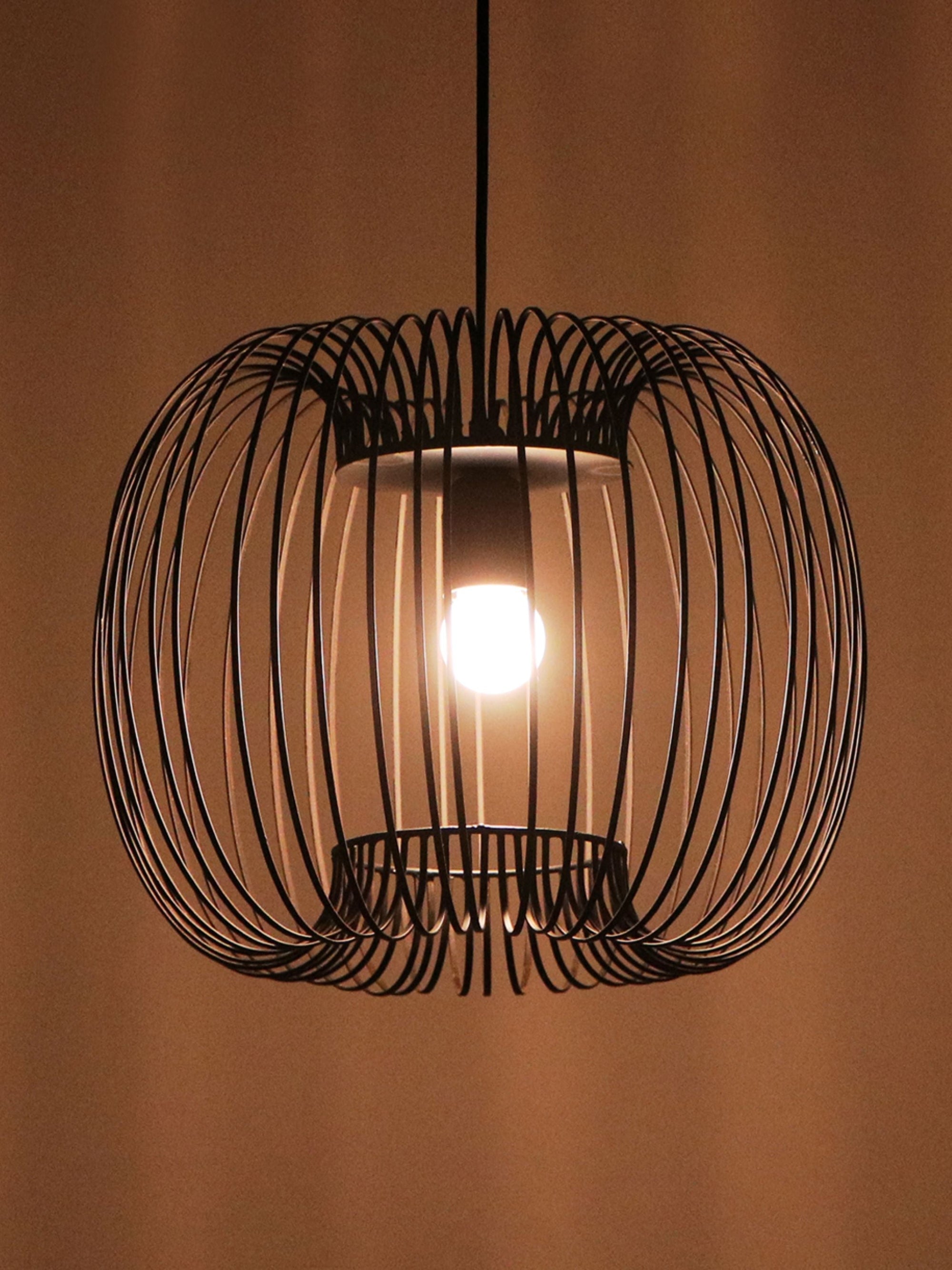 Zura Bubble Pressed Black Hanging Lamp
