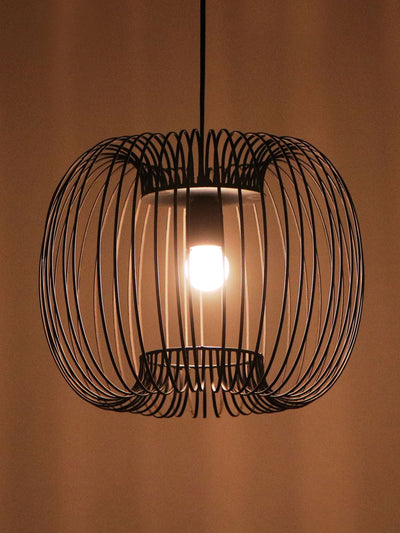 Zura Bubble Pressed Black Hanging Lamp
