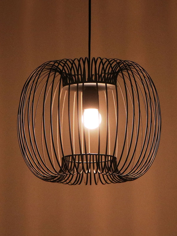 Zura Bubble Pressed Black Hanging Lamp