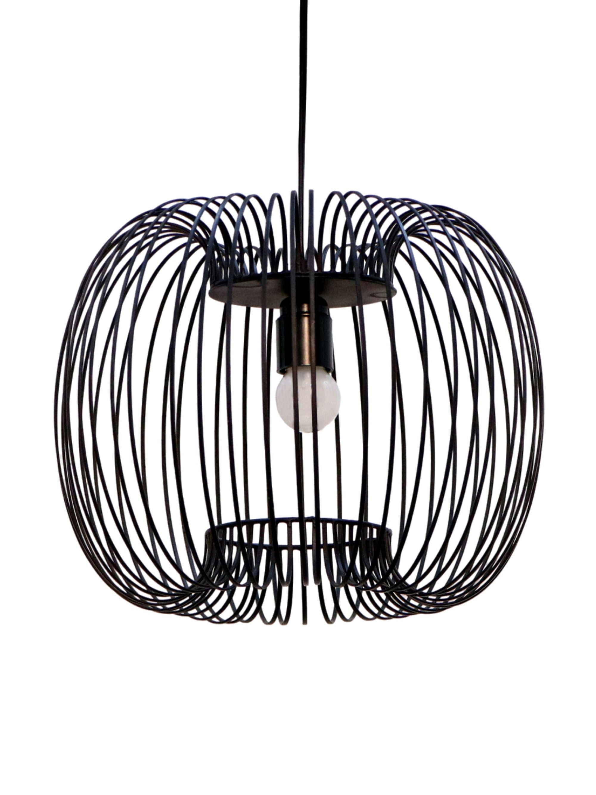 Zura Bubble Pressed Black Hanging Lamp