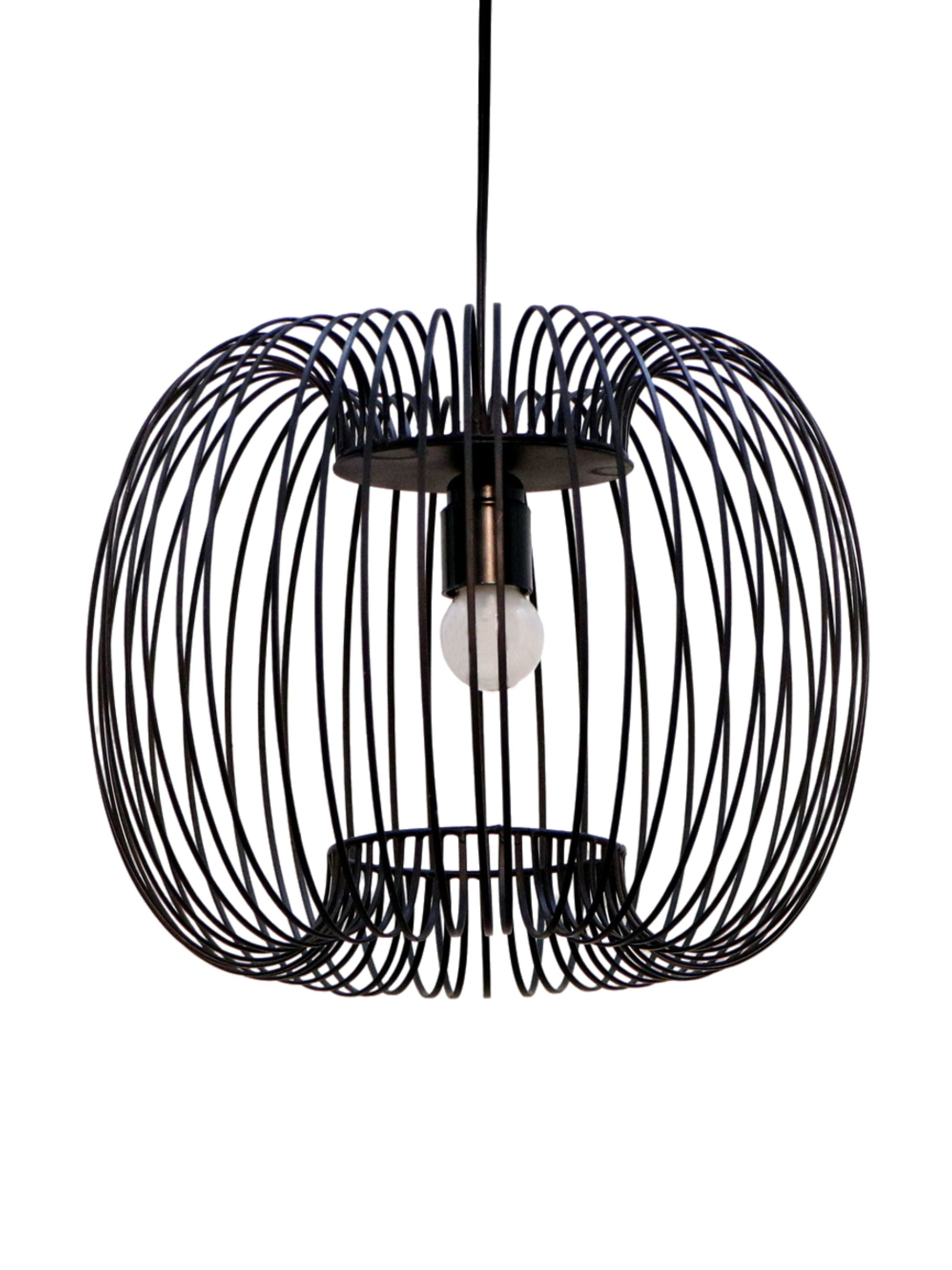 Zura Bubble Pressed Black Hanging Lamp