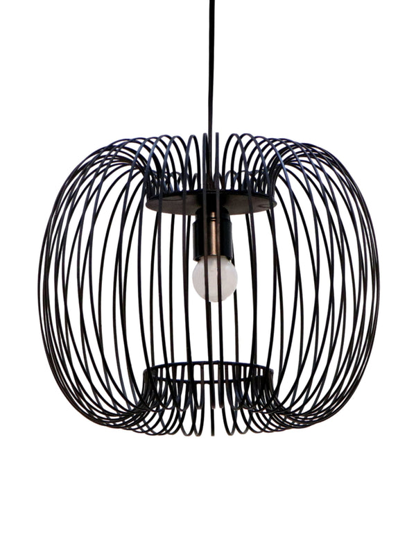 Zura Bubble Pressed Black Hanging Lamp