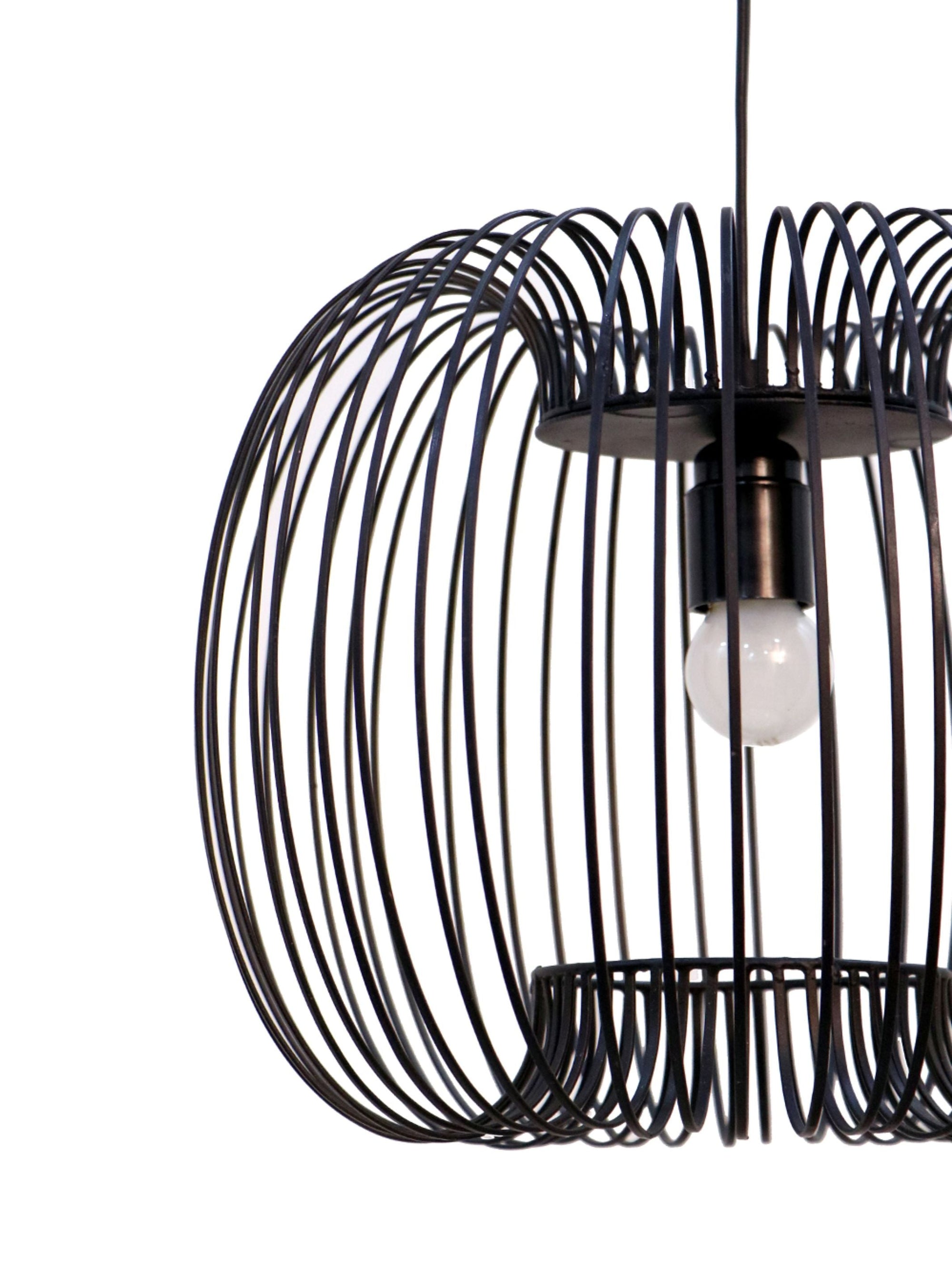 Zura Bubble Pressed Black Hanging Lamp