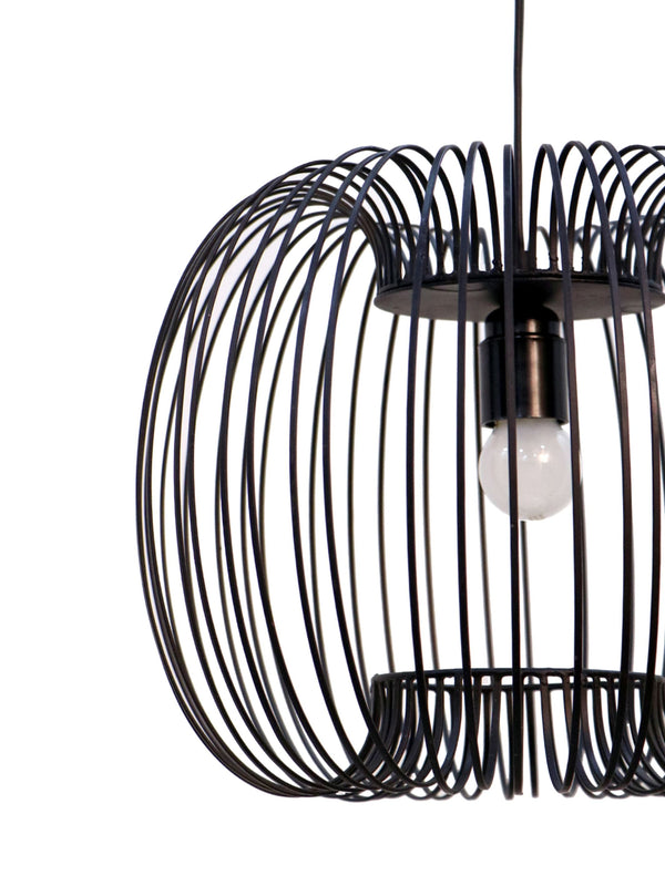 Zura Bubble Pressed Black Hanging Lamp