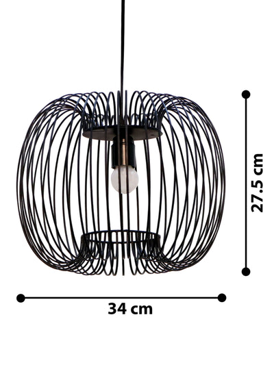 Zura Bubble Pressed Black Hanging Lamp