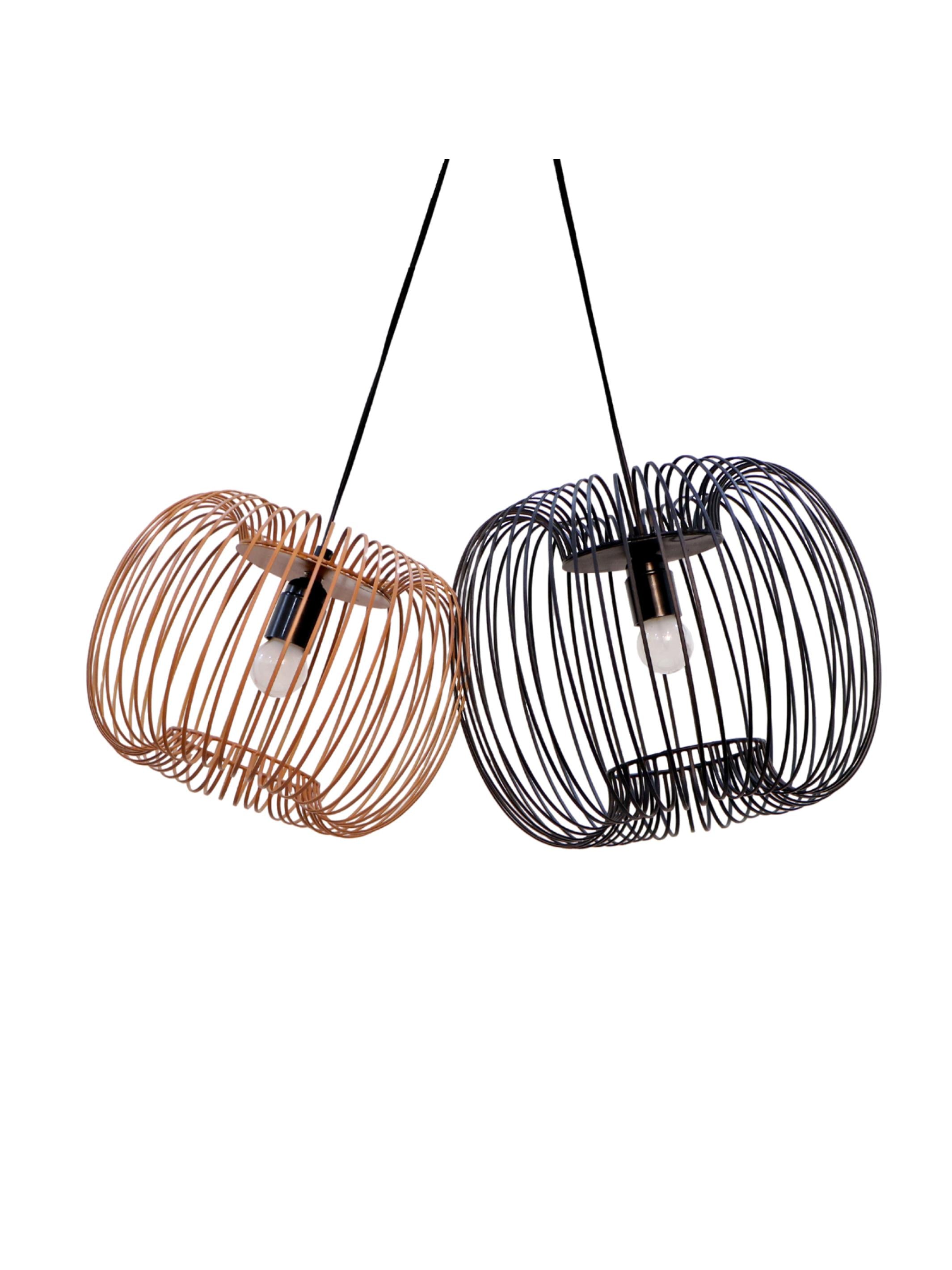 Zura Bubble Pressed Brown Hanging Lamp