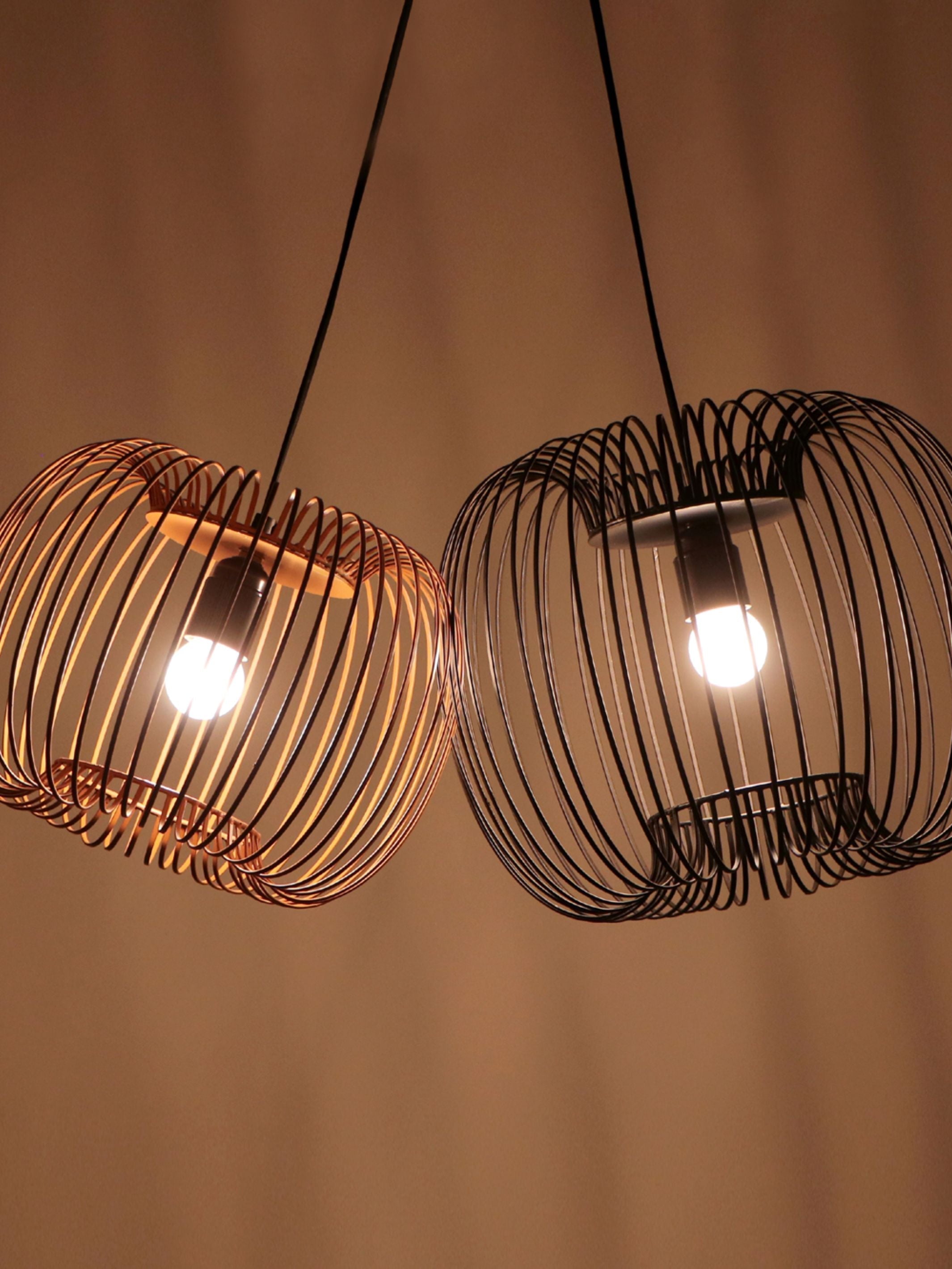 Zura Bubble Pressed Brown Hanging Lamp