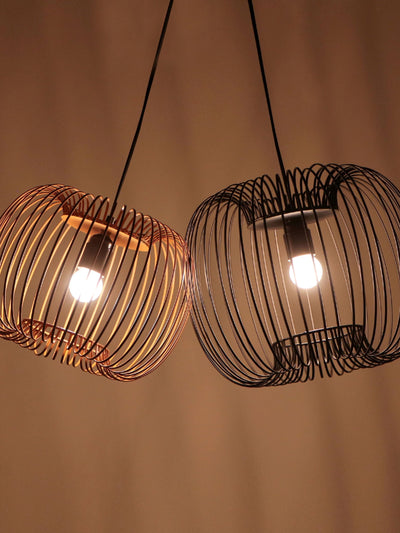 Zura Bubble Pressed Brown Hanging Lamp