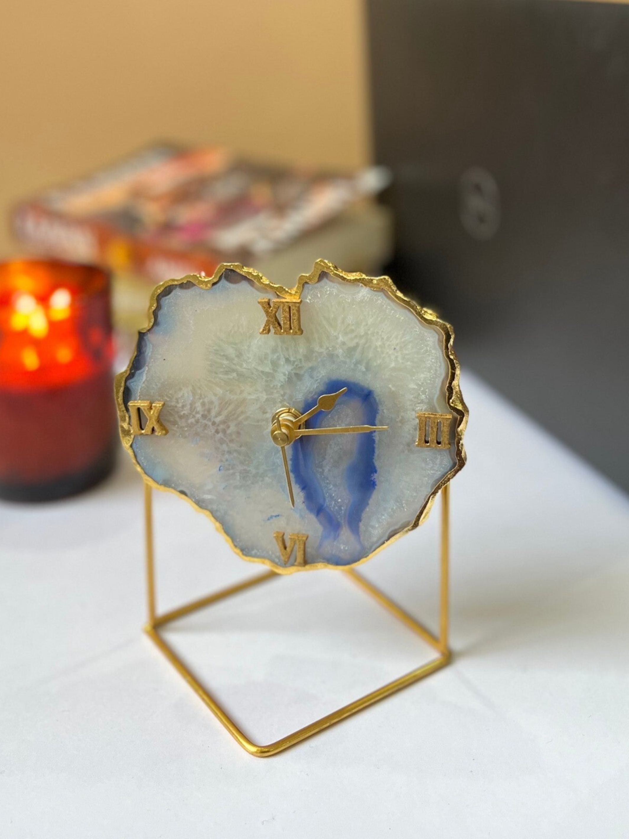 Desktop Clock - Brazilian Agate
