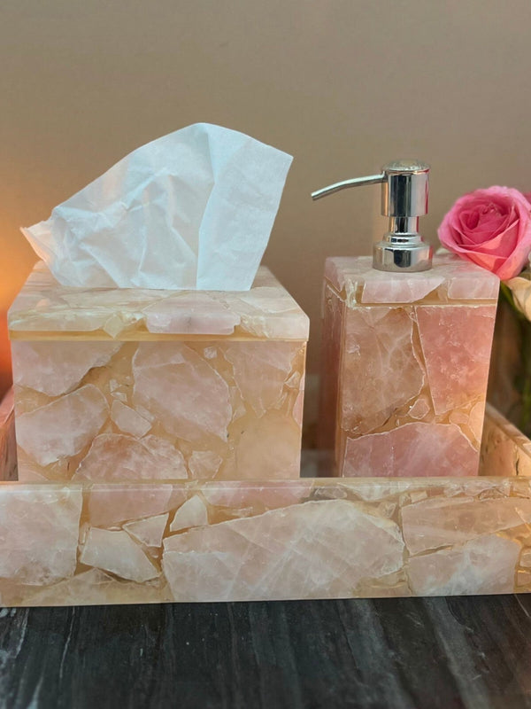 Rose Quartz Vanity Set ( Set of 3 )