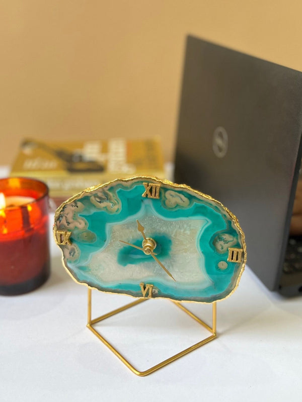 Desktop Clock - Brazilian Agate
