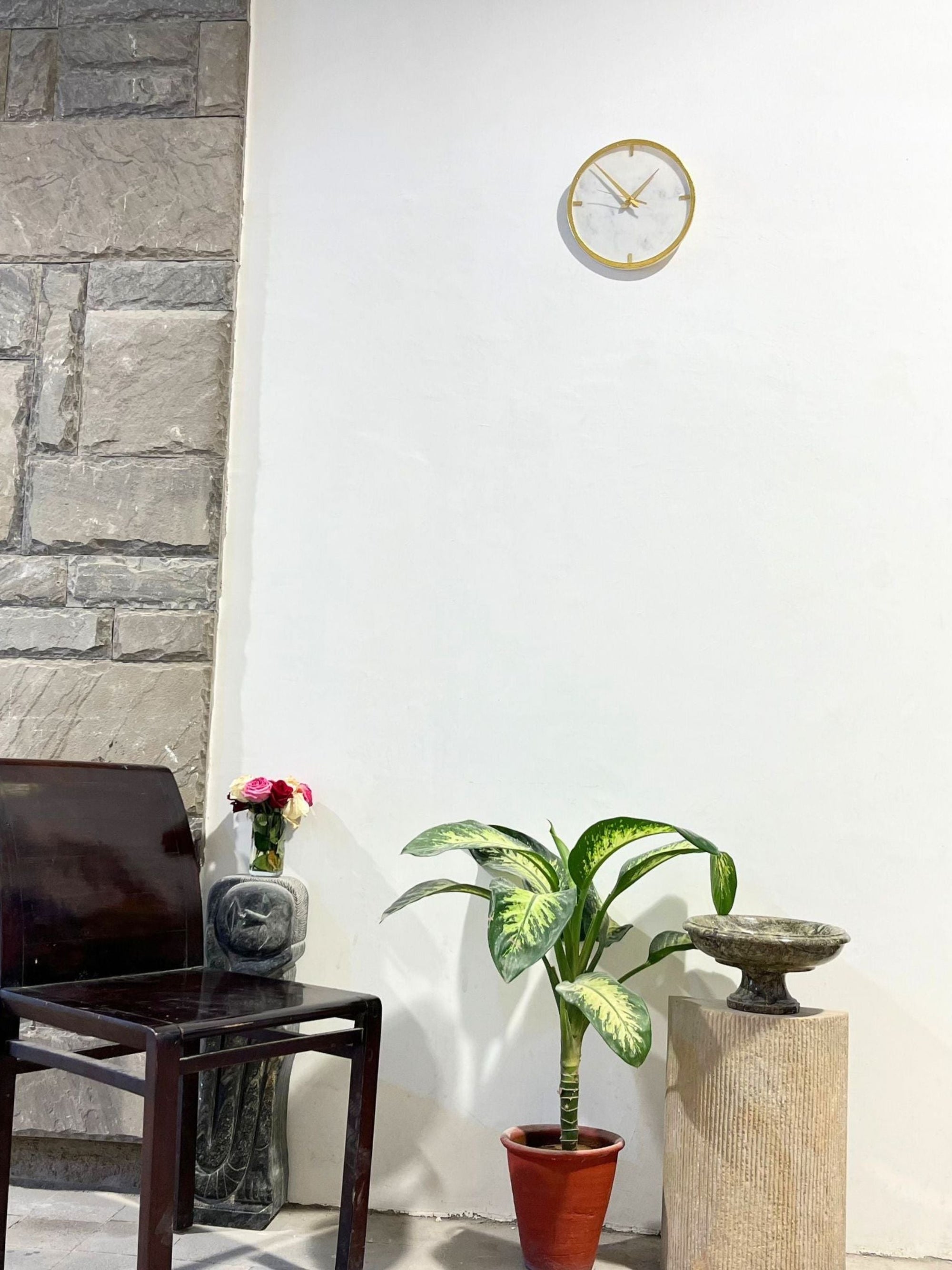 Marble Wall Clock - White