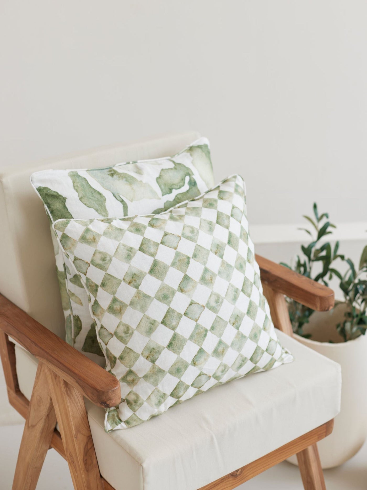 Cushion Cover - Checker Green Oblong