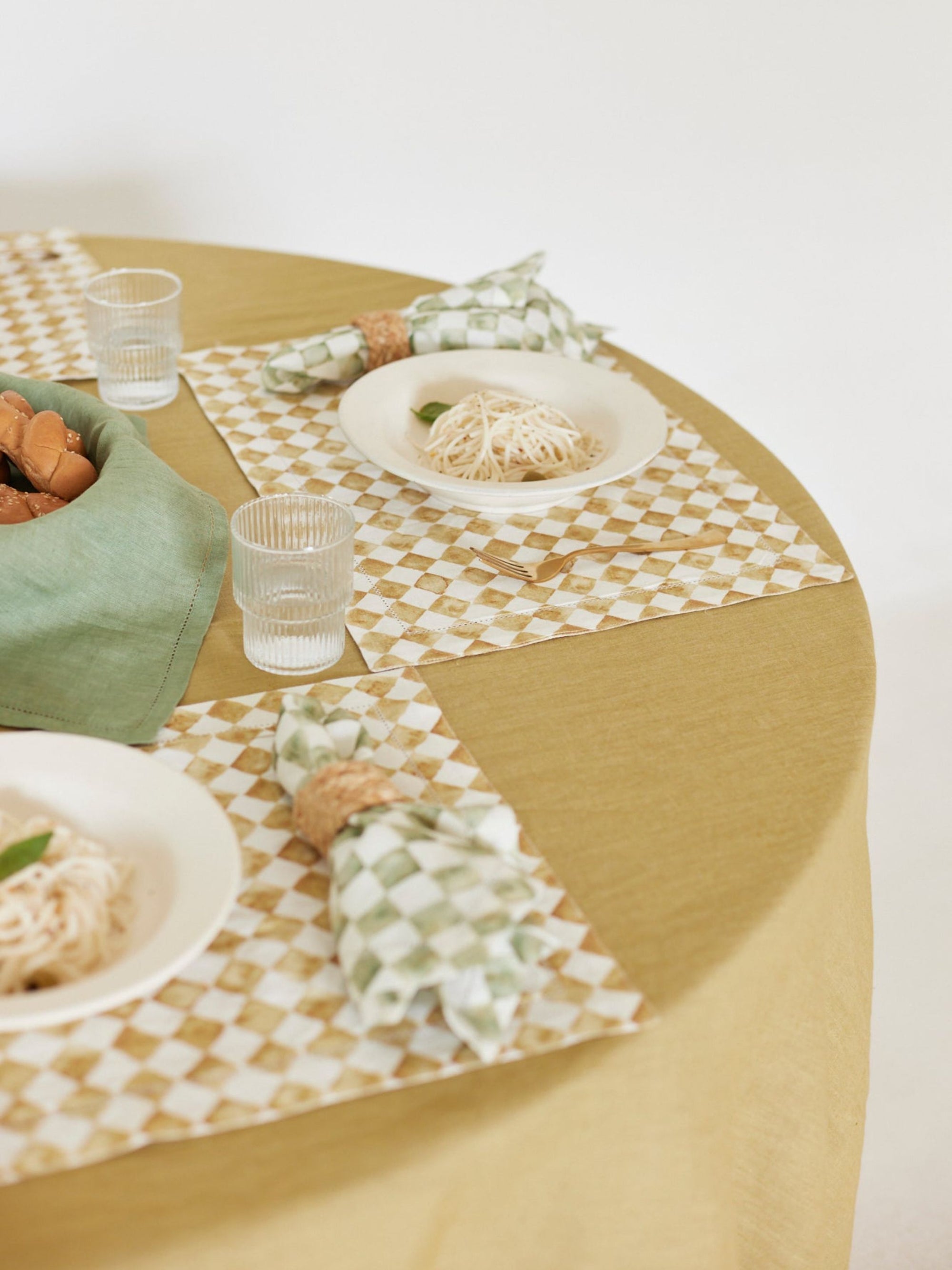 Table Napkin - Checker Ochre