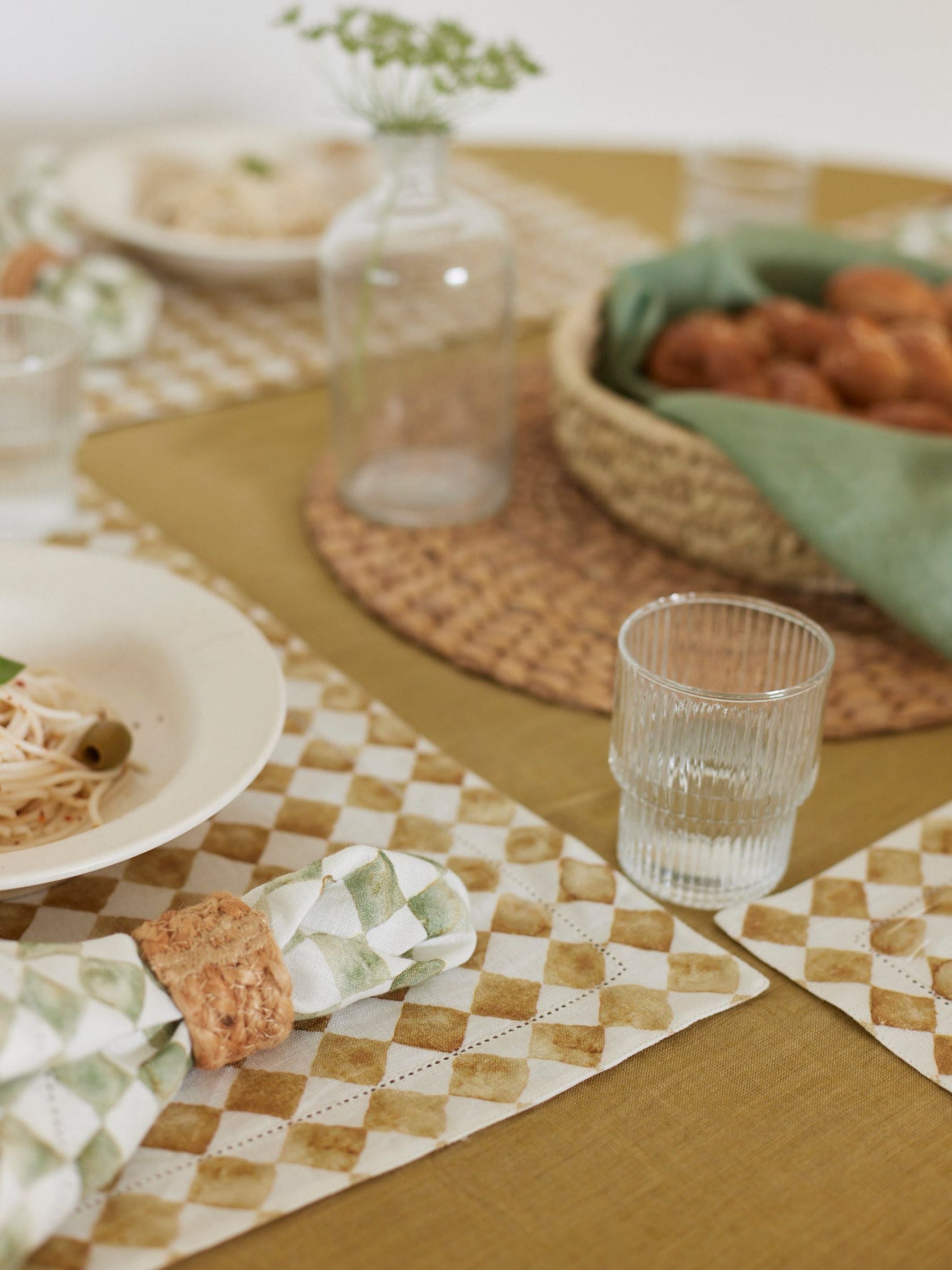 Table Mat - Checker Ochre