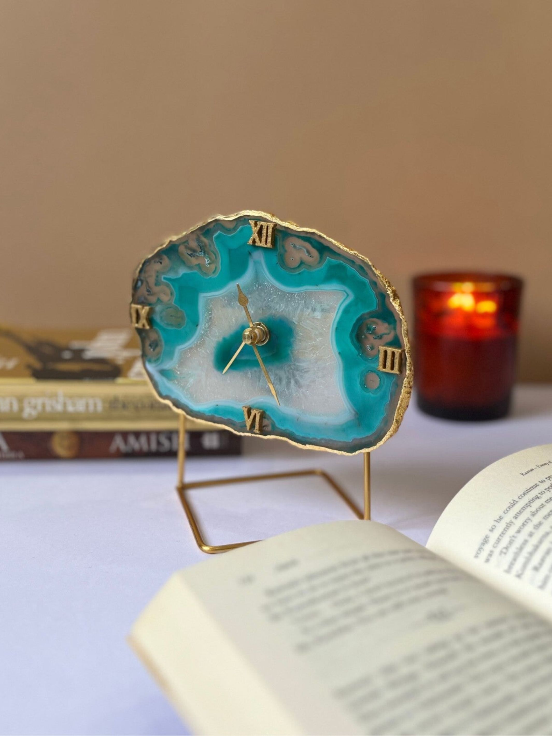 Desktop Clock - Brazilian Agate