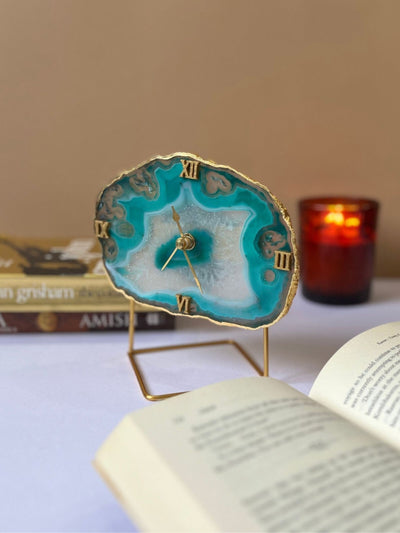 Desktop Clock - Brazilian Agate