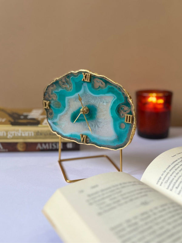 Desktop Clock - Brazilian Agate