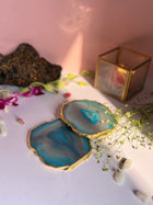 Brazilian Agate Coaster (Yellow Gold Plating)