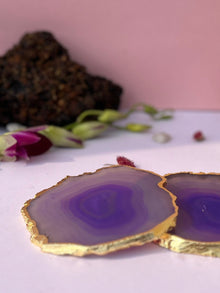 Brazilian Agate Coaster (Yellow Gold Plating)