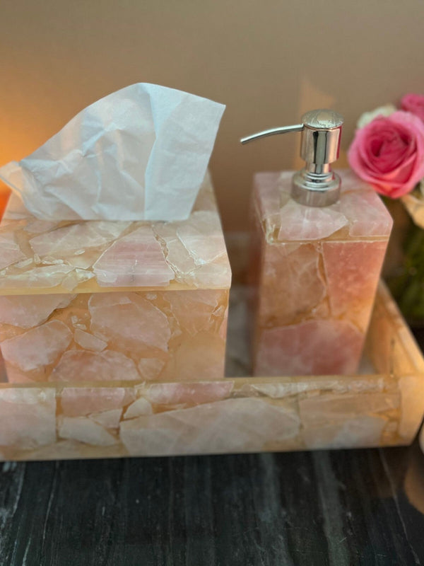 Rose Quartz Vanity Set ( Set of 3 )